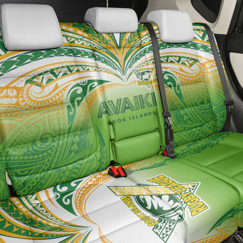 Cook Islands Rugby League Back Car Seat Cover Avaiki Tatau Tribal Motifs White Color - Aussie Hoodie