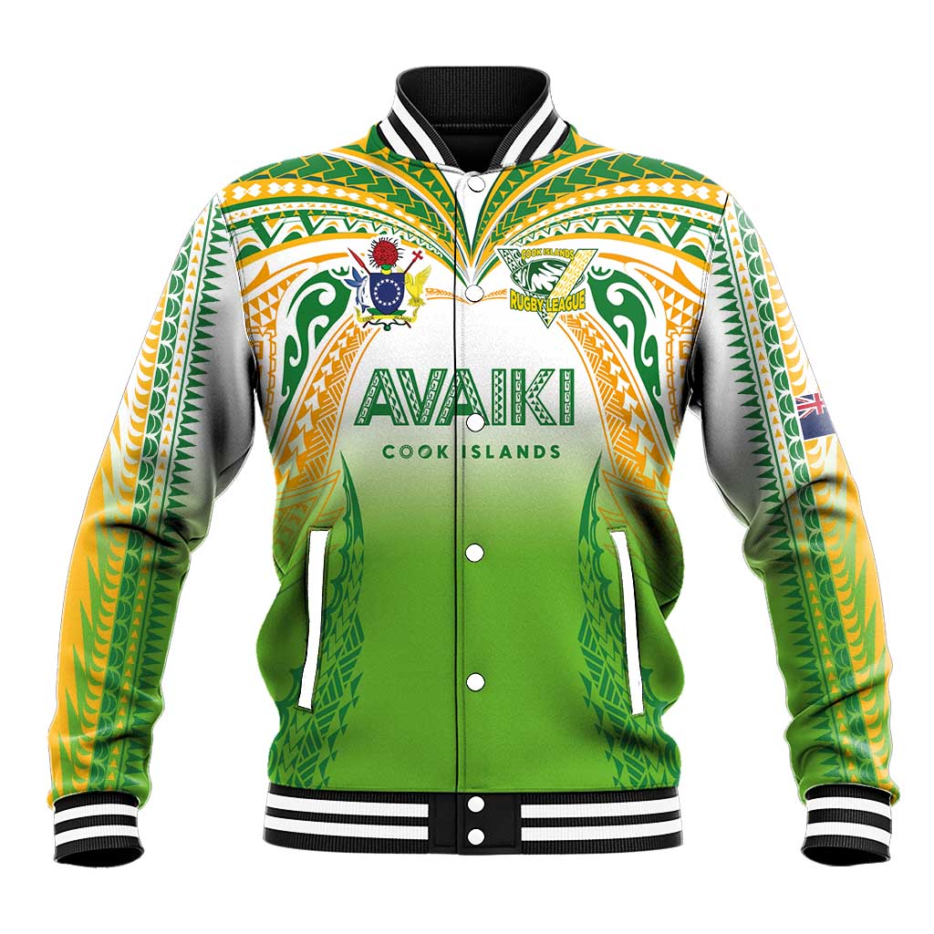 Custom Cook Islands Rugby League Baseball Jacket Avaiki Tatau Tribal Motifs White Color - Aussie Hoodie
