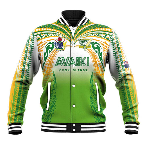 Custom Cook Islands Rugby League Baseball Jacket Avaiki Tatau Tribal Motifs White Color - Aussie Hoodie