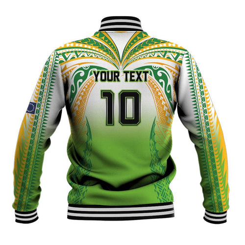 Custom Cook Islands Rugby League Baseball Jacket Avaiki Tatau Tribal Motifs White Color - Aussie Hoodie