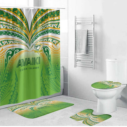 Cook Islands Rugby League Bathroom Set Avaiki Tatau Tribal Motifs White Color - Aussie Hoodie