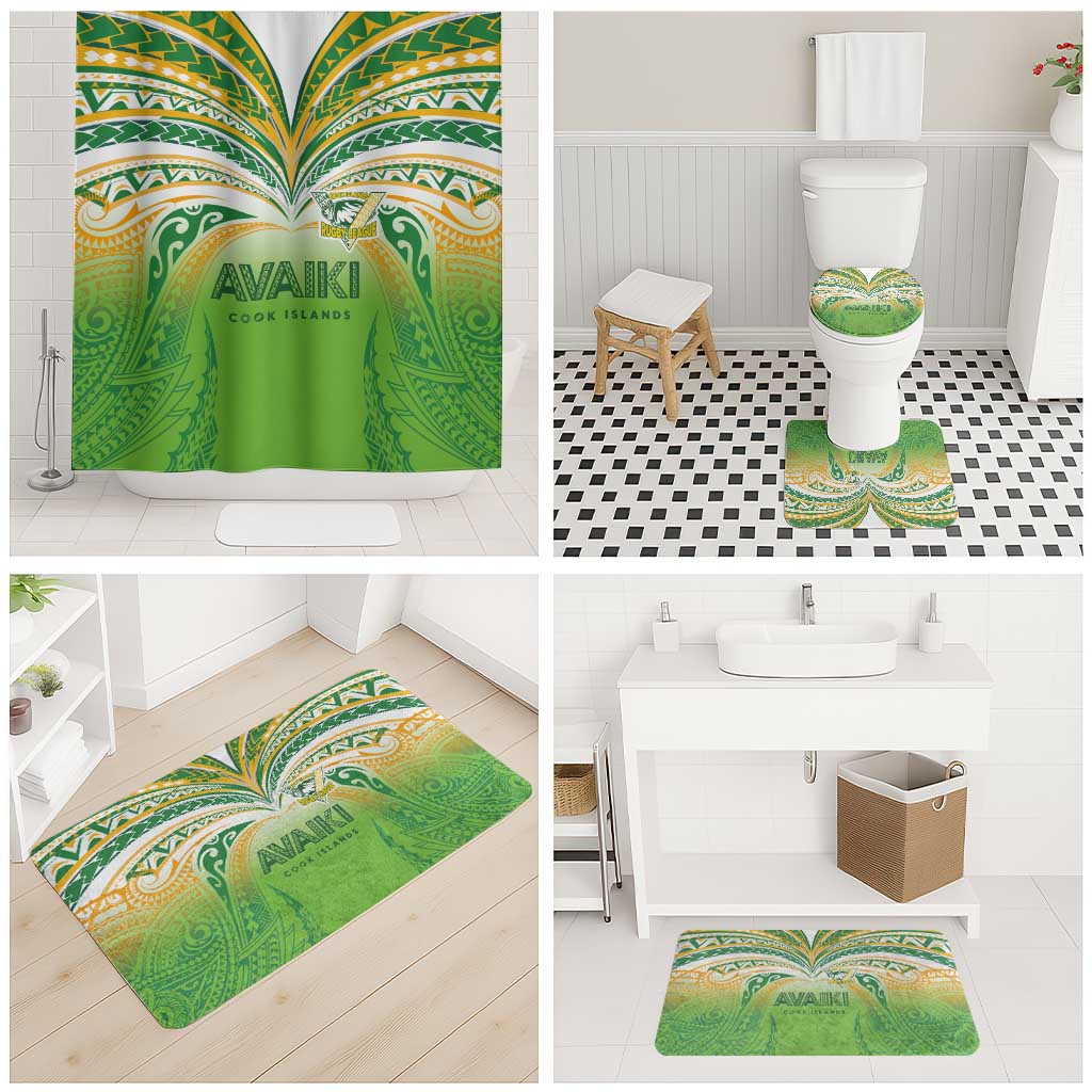 Cook Islands Rugby League Bathroom Set Avaiki Tatau Tribal Motifs White Color - Aussie Hoodie