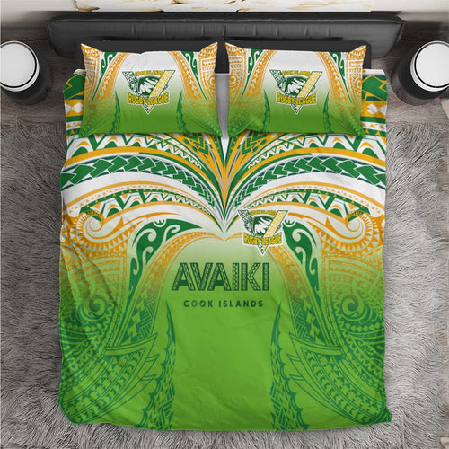 Cook Islands Rugby League Bedding Set Avaiki Tatau Tribal Motifs White Color - Aussie Hoodie