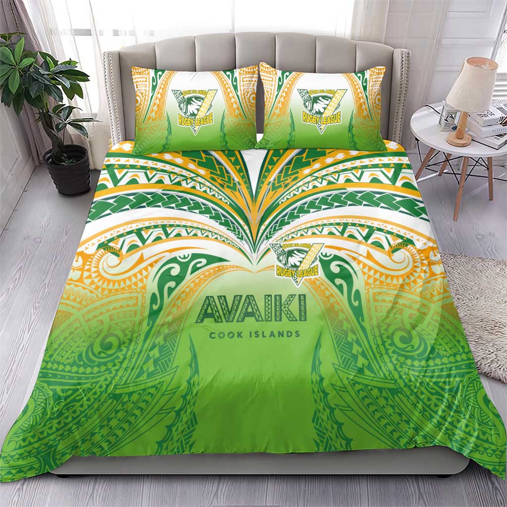 Cook Islands Rugby League Bedding Set Avaiki Tatau Tribal Motifs White Color - Aussie Hoodie