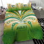 Cook Islands Rugby League Bedding Set Avaiki Tatau Tribal Motifs White Color - Aussie Hoodie