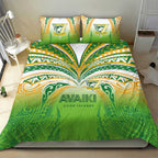 Cook Islands Rugby League Bedding Set Avaiki Tatau Tribal Motifs White Color - Aussie Hoodie