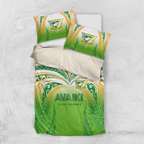 Cook Islands Rugby League Bedding Set Avaiki Tatau Tribal Motifs White Color - Aussie Hoodie