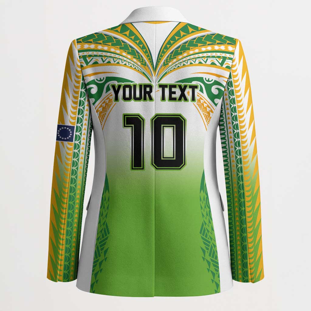 Custom Cook Islands Rugby League Blazer Avaiki Tatau Tribal Motifs White Color - Aussie Hoodie