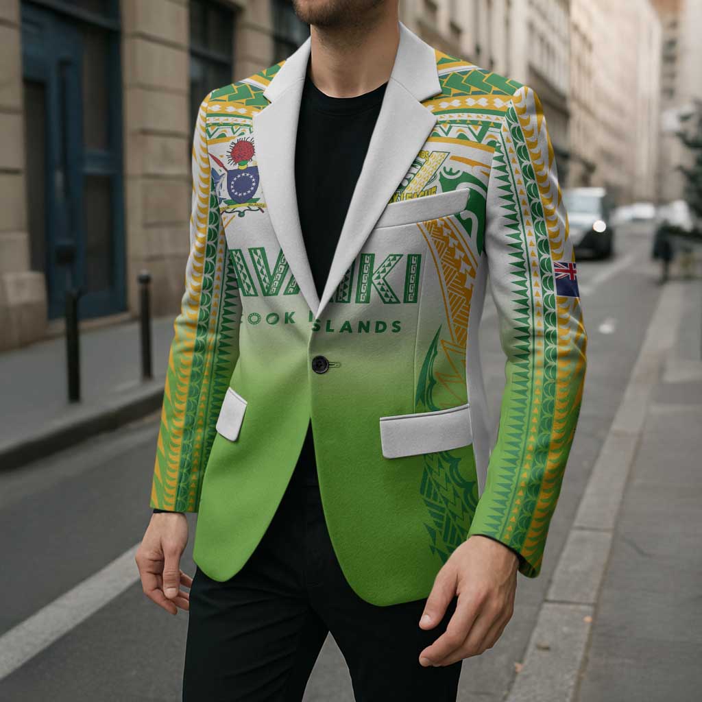 Custom Cook Islands Rugby League Blazer Avaiki Tatau Tribal Motifs White Color - Aussie Hoodie