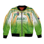 Custom Cook Islands Rugby League Bomber Jacket Avaiki Tatau Tribal Motifs White Color - Aussie Hoodie