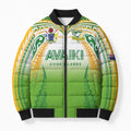 Custom Cook Islands Rugby League Bomber Puffer Jacket Avaiki Tatau Tribal Motifs White Color - Aussie Hoodie