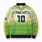 Custom Cook Islands Rugby League Bomber Puffer Jacket Avaiki Tatau Tribal Motifs White Color - Aussie Hoodie