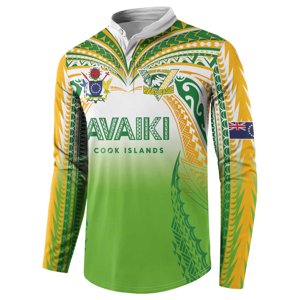 Custom Cook Islands Rugby League Button Sweatshirt Avaiki Tatau Tribal Motifs White Color - Aussie Hoodie