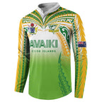 Custom Cook Islands Rugby League Button Sweatshirt Avaiki Tatau Tribal Motifs White Color - Aussie Hoodie