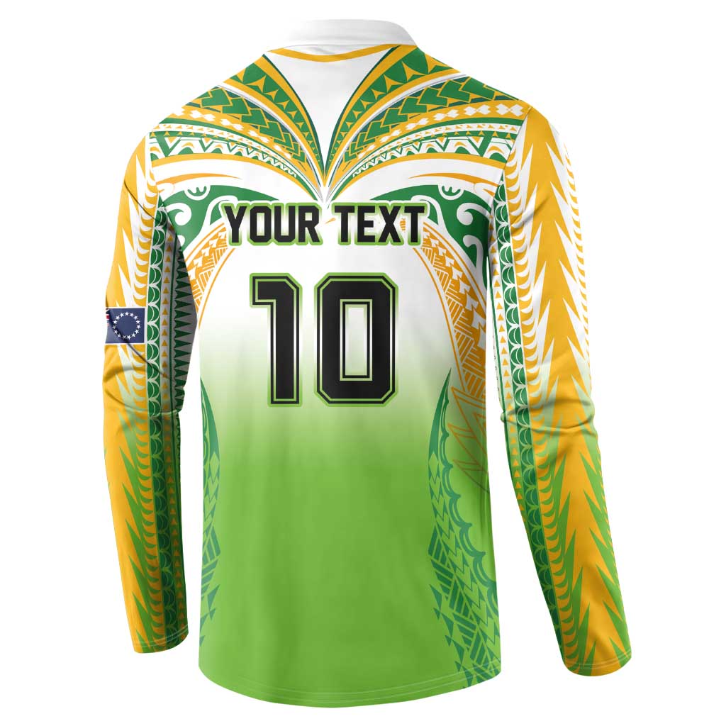 Custom Cook Islands Rugby League Button Sweatshirt Avaiki Tatau Tribal Motifs White Color - Aussie Hoodie