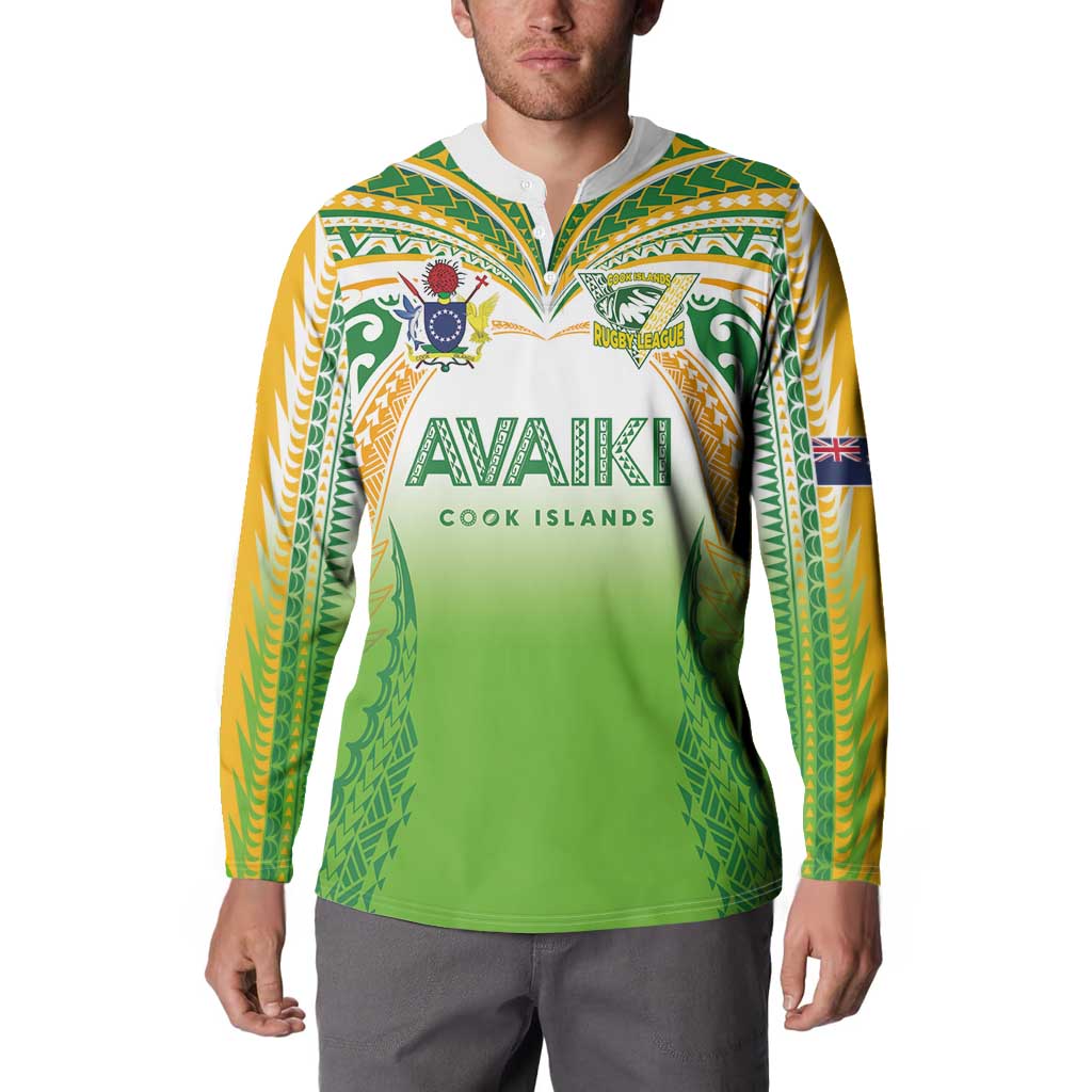 Custom Cook Islands Rugby League Button Sweatshirt Avaiki Tatau Tribal Motifs White Color - Aussie Hoodie