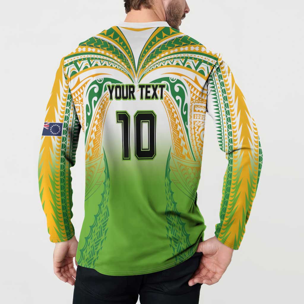 Custom Cook Islands Rugby League Button Sweatshirt Avaiki Tatau Tribal Motifs White Color - Aussie Hoodie
