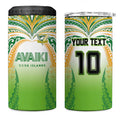Custom Cook Islands Rugby League 4 in 1 Can Cooler Tumbler Avaiki Tatau Tribal Motifs White Color - Aussie Hoodie