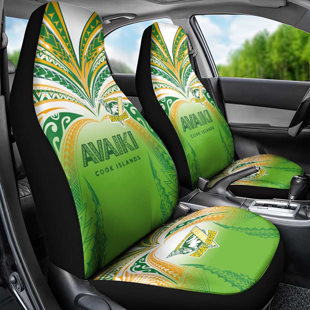 Cook Islands Rugby League Car Seat Cover Avaiki Tatau Tribal Motifs White Color - Aussie Hoodie