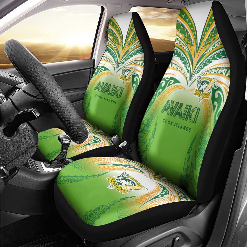Cook Islands Rugby League Car Seat Cover Avaiki Tatau Tribal Motifs White Color - Aussie Hoodie