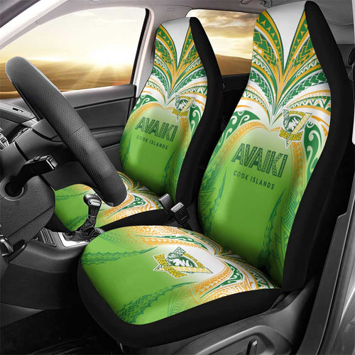 Cook Islands Rugby League Car Seat Cover Avaiki Tatau Tribal Motifs White Color - Aussie Hoodie