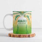 Custom Cook Islands Rugby League Ceramic Mug Avaiki Tatau Tribal Motifs White Color - Aussie Hoodie