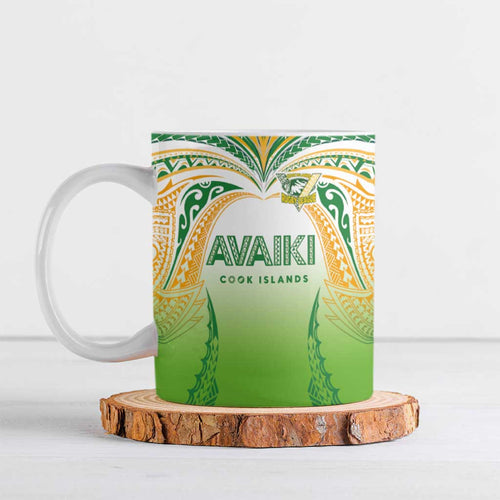 Custom Cook Islands Rugby League Ceramic Mug Avaiki Tatau Tribal Motifs White Color - Aussie Hoodie