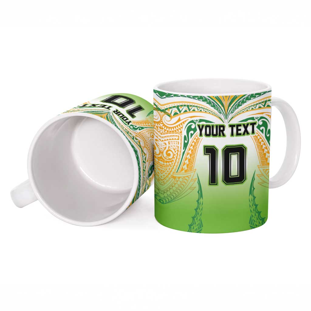 Custom Cook Islands Rugby League Ceramic Mug Avaiki Tatau Tribal Motifs White Color - Aussie Hoodie