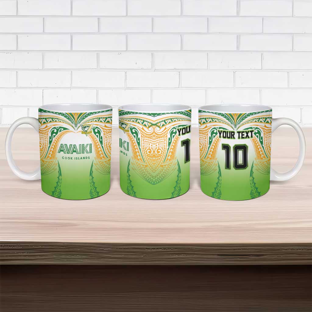 Custom Cook Islands Rugby League Ceramic Mug Avaiki Tatau Tribal Motifs White Color - Aussie Hoodie