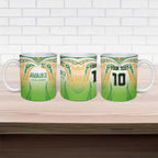 Custom Cook Islands Rugby League Ceramic Mug Avaiki Tatau Tribal Motifs White Color - Aussie Hoodie