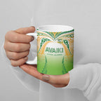 Custom Cook Islands Rugby League Ceramic Mug Avaiki Tatau Tribal Motifs White Color - Aussie Hoodie