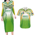 Custom Cook Islands Rugby League Couples Matching Long Sleeve Bodycon Dress and Hawaiian Shirt Avaiki Tatau Tribal Motifs White Color - Aussie Hoodie