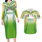 Custom Cook Islands Rugby League Couples Matching Long Sleeve Bodycon Dress and Hawaiian Shirt Avaiki Tatau Tribal Motifs White Color - Aussie Hoodie
