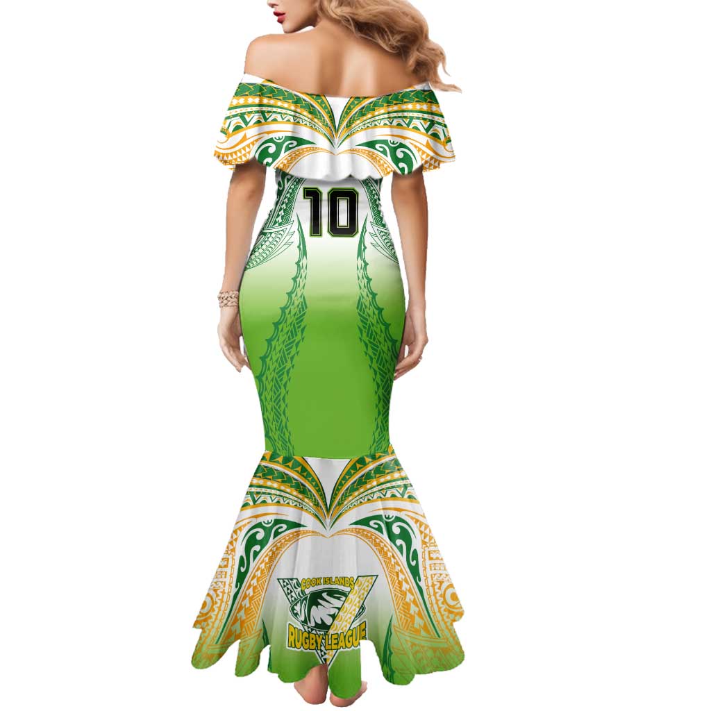 Custom Cook Islands Rugby League Family Matching Mermaid Dress and Hawaiian Shirt Avaiki Tatau Tribal Motifs White Color - Aussie Hoodie