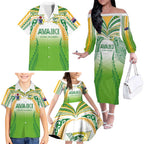 Custom Cook Islands Rugby League Family Matching Off The Shoulder Long Sleeve Dress and Hawaiian Shirt Avaiki Tatau Tribal Motifs White Color - Aussie Hoodie