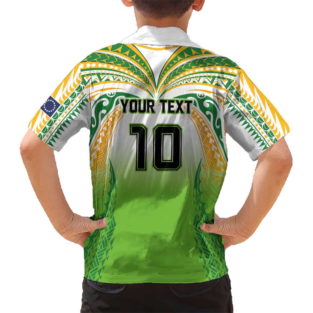 Custom Cook Islands Rugby League Family Matching Off The Shoulder Long Sleeve Dress and Hawaiian Shirt Avaiki Tatau Tribal Motifs White Color - Aussie Hoodie