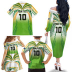 Custom Cook Islands Rugby League Family Matching Off The Shoulder Long Sleeve Dress and Hawaiian Shirt Avaiki Tatau Tribal Motifs White Color - Aussie Hoodie