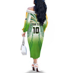 Custom Cook Islands Rugby League Family Matching Off The Shoulder Long Sleeve Dress and Hawaiian Shirt Avaiki Tatau Tribal Motifs White Color - Aussie Hoodie