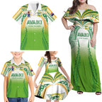 Custom Cook Islands Rugby League Family Matching Off Shoulder Maxi Dress and Hawaiian Shirt Avaiki Tatau Tribal Motifs White Color - Aussie Hoodie