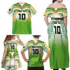 Custom Cook Islands Rugby League Family Matching Off Shoulder Maxi Dress and Hawaiian Shirt Avaiki Tatau Tribal Motifs White Color - Aussie Hoodie