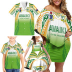 Custom Cook Islands Rugby League Family Matching Off Shoulder Short Dress and Hawaiian Shirt Avaiki Tatau Tribal Motifs White Color - Aussie Hoodie