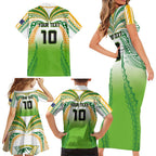 Custom Cook Islands Rugby League Family Matching Short Sleeve Bodycon Dress and Hawaiian Shirt Avaiki Tatau Tribal Motifs White Color - Aussie Hoodie
