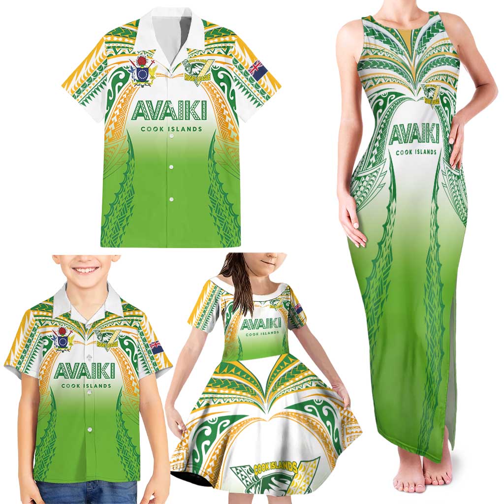 Custom Cook Islands Rugby League Family Matching Tank Maxi Dress and Hawaiian Shirt Avaiki Tatau Tribal Motifs White Color - Aussie Hoodie