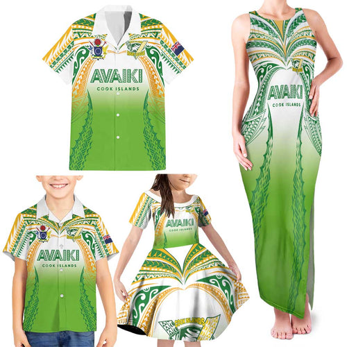 Custom Cook Islands Rugby League Family Matching Tank Maxi Dress and Hawaiian Shirt Avaiki Tatau Tribal Motifs White Color - Aussie Hoodie