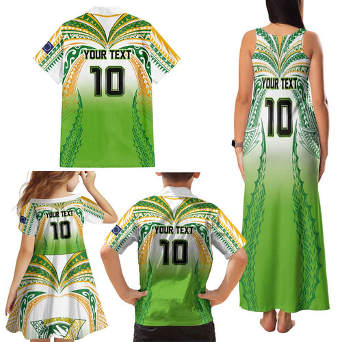 Custom Cook Islands Rugby League Family Matching Tank Maxi Dress and Hawaiian Shirt Avaiki Tatau Tribal Motifs White Color - Aussie Hoodie