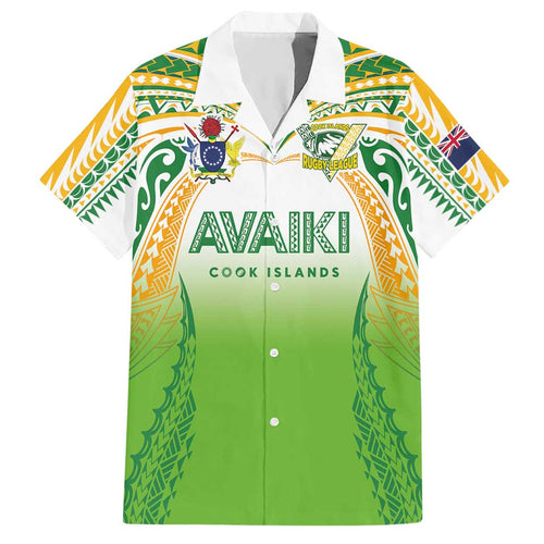 Custom Cook Islands Rugby League Hawaiian Shirt Avaiki Tatau Tribal Motifs White Color - Aussie Hoodie