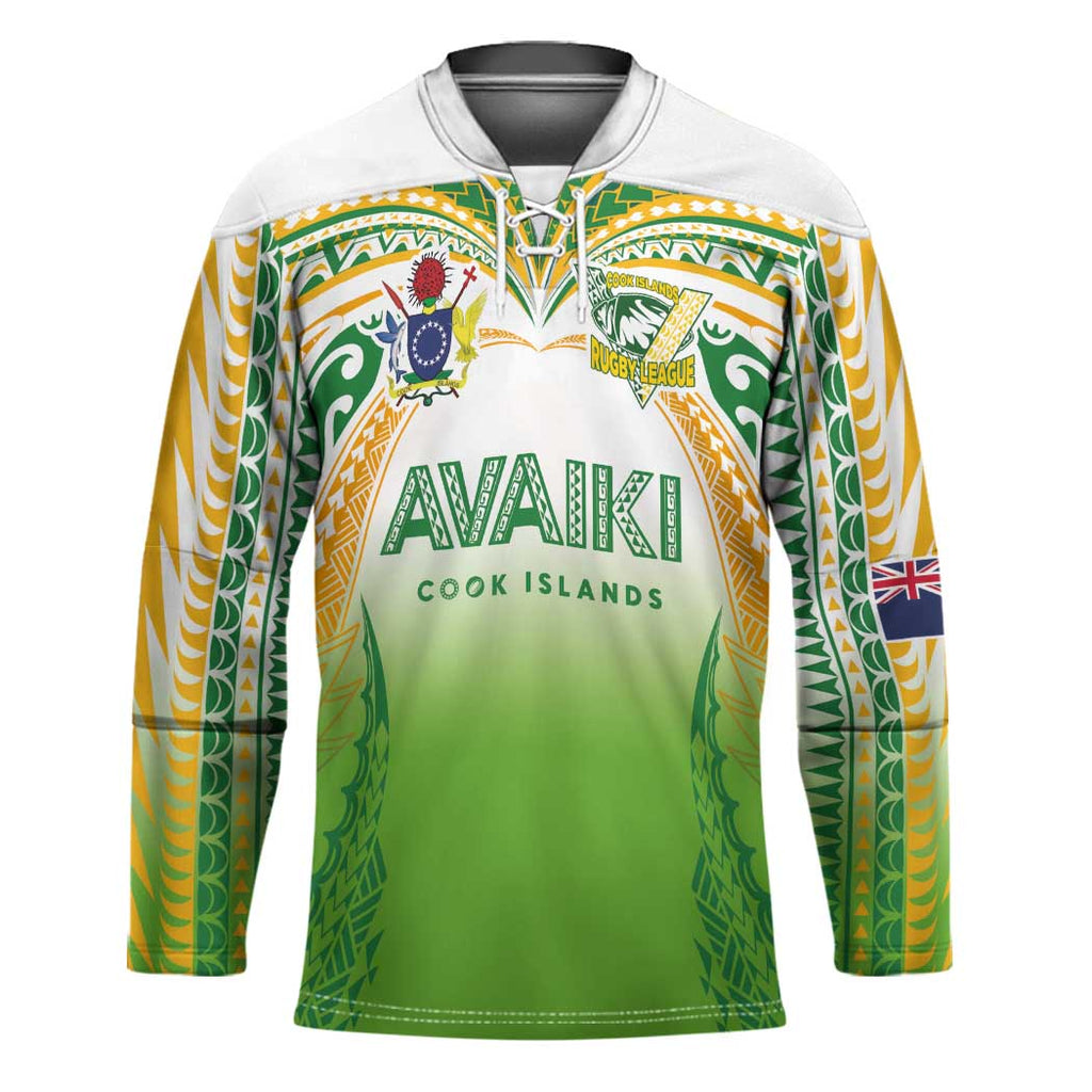 Custom Cook Islands Rugby League Hockey Jersey Avaiki Tatau Tribal Motifs White Color - Aussie Hoodie