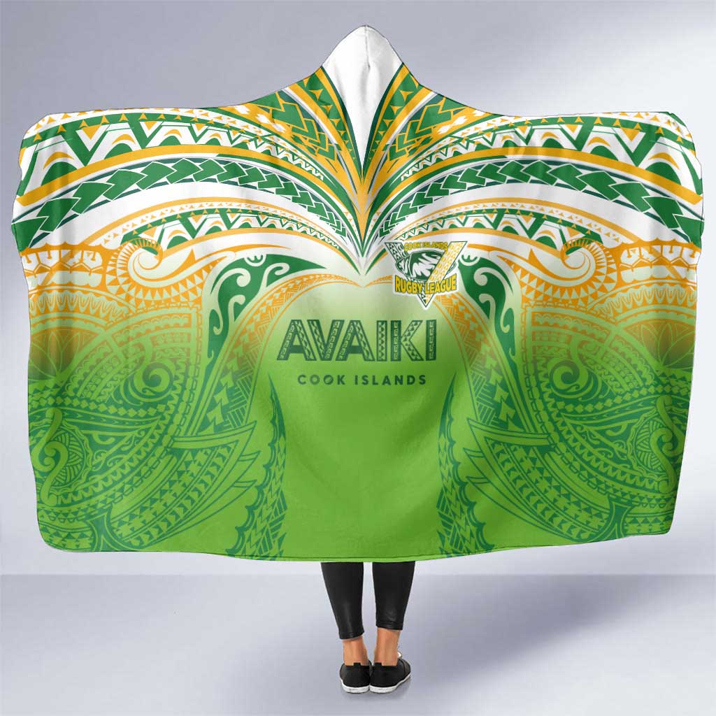 Cook Islands Rugby League Hooded Blanket Avaiki Tatau Tribal Motifs White Color - Aussie Hoodie