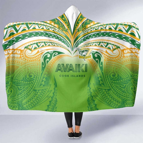 Cook Islands Rugby League Hooded Blanket Avaiki Tatau Tribal Motifs White Color - Aussie Hoodie