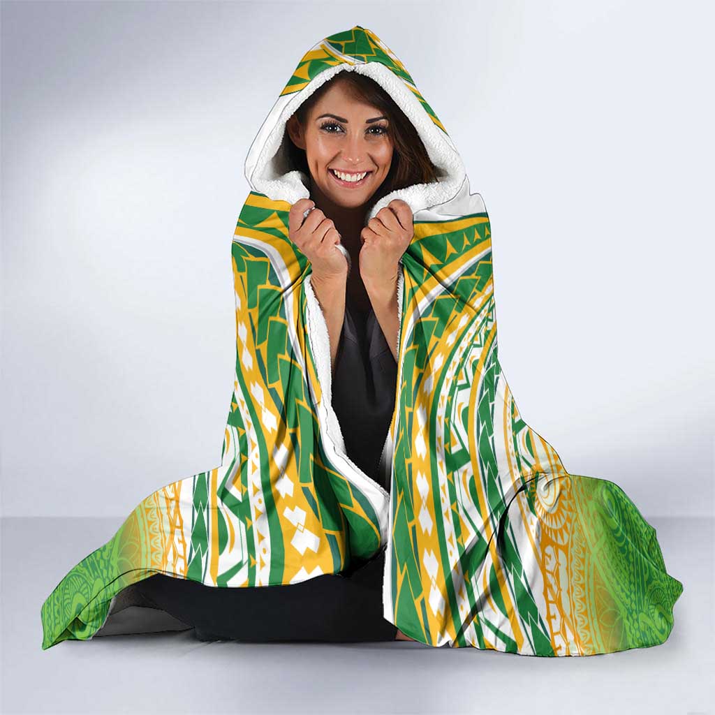 Cook Islands Rugby League Hooded Blanket Avaiki Tatau Tribal Motifs White Color - Aussie Hoodie